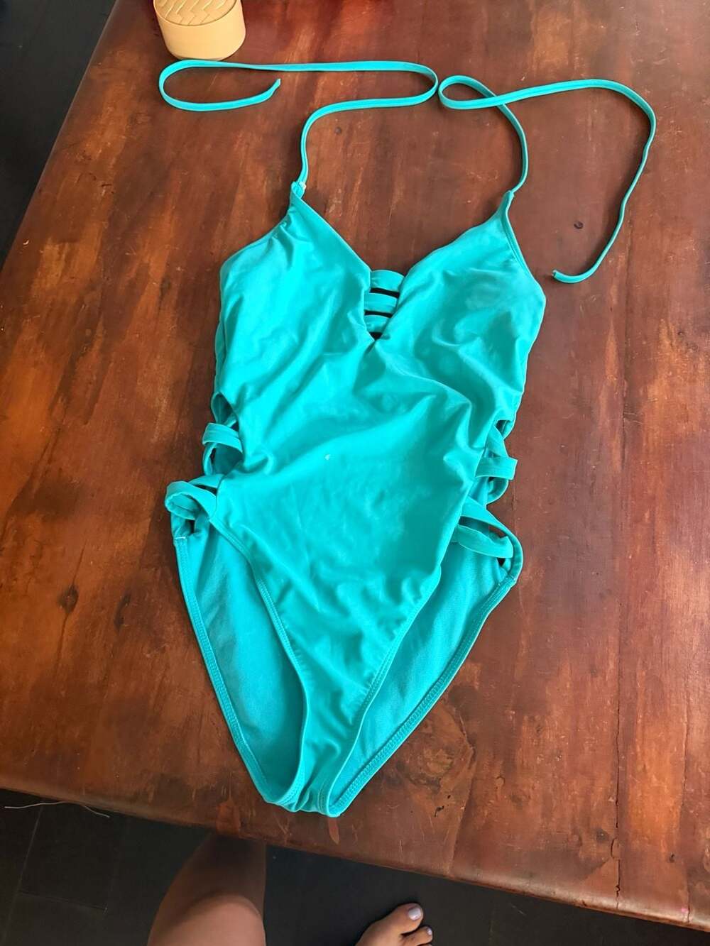 Endless Sun Teal Ladder Detail Cutout One-Piece Swimsuit